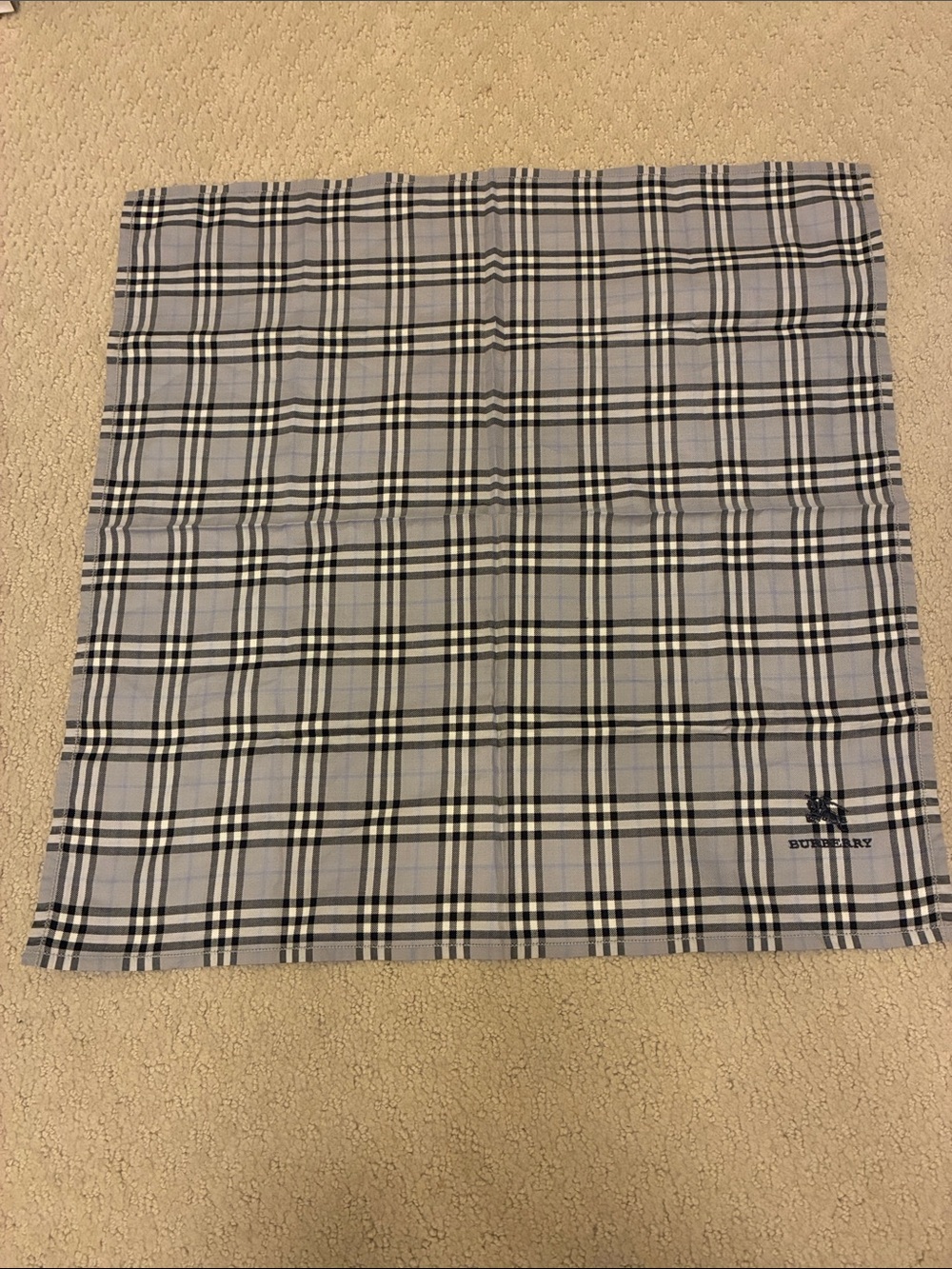 Burberry Vintage Grey Plaid Cotton Handkerchief Pocket Square Japan👝 - Picture 1 of 5